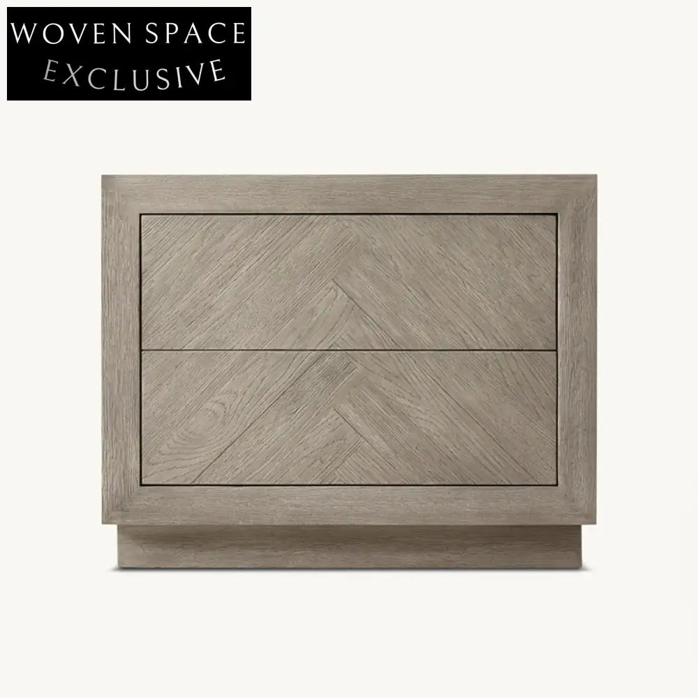 Modern Minimalist Oak Wood 2-Drawer Square Nightstand for Bedroom Home