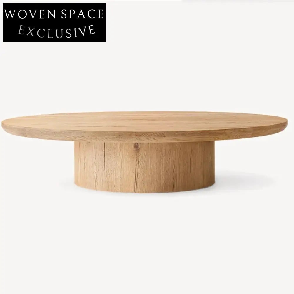 Modern Minimalist Oak Wood Coffee Table Set with Vintage Tea End Tables