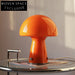 Modern Minimalist Orange Glass Mushroom Desk Lamp with Metal Base