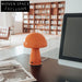 Modern Minimalist Orange Glass Mushroom Desk Lamp with Metal Base