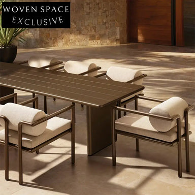 Modern Minimalist Outdoor Aluminum Dining Armchair for Patio Garden Balcony