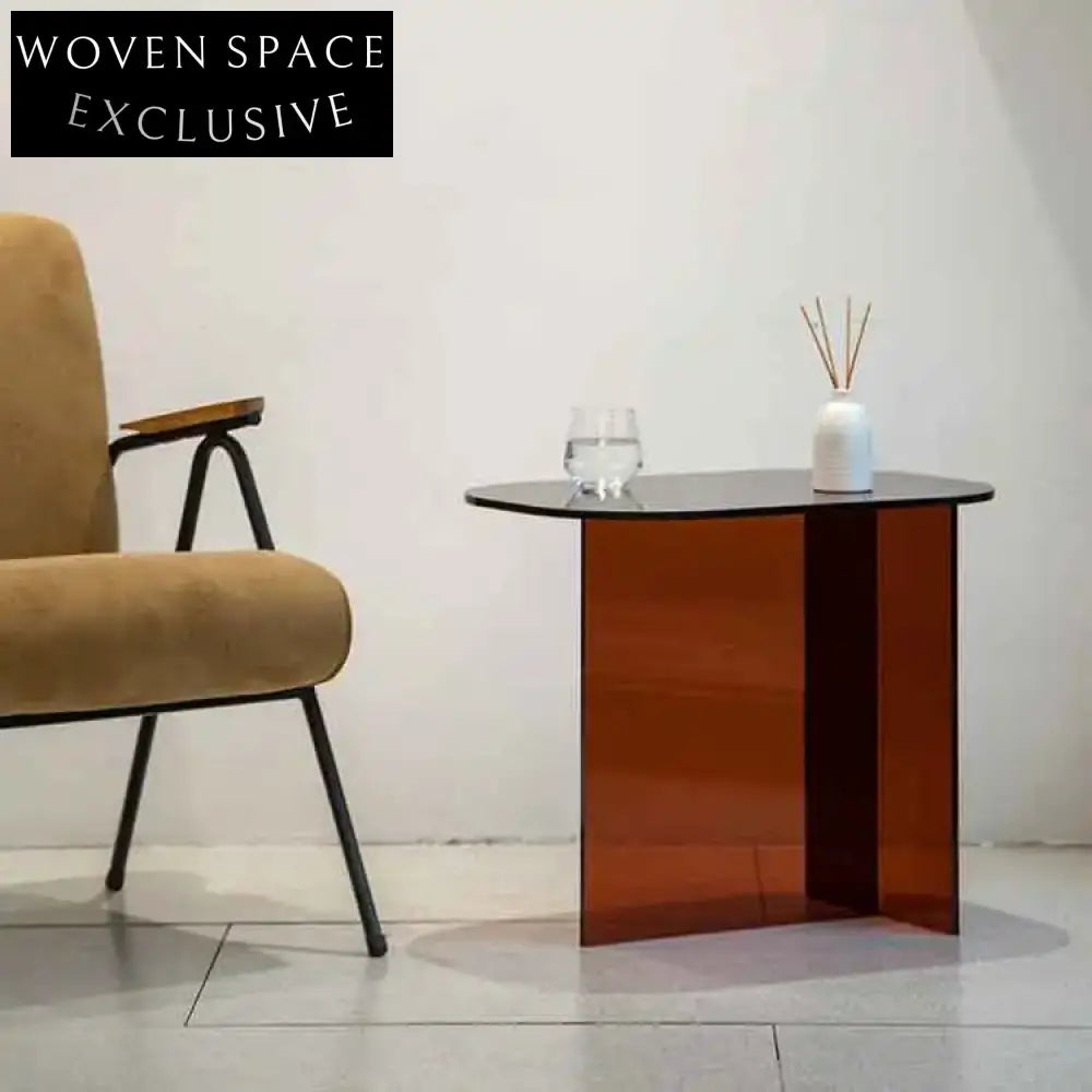 Modern Minimalist Oval Acrylic Coffee Table for Living Room & Home Office