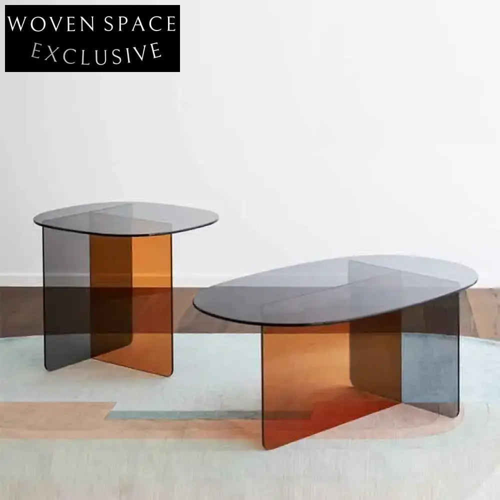 Modern Minimalist Oval Acrylic Coffee Table for Living Room & Home Office