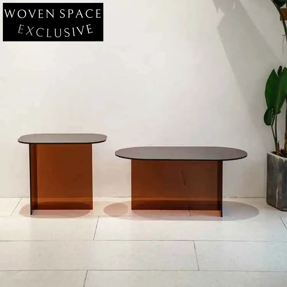 Modern Minimalist Oval Acrylic Coffee Table for Living Room & Home Office