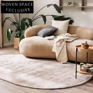 Modern Minimalist Oval Polyester Fiber Plush Living Room Area Rug