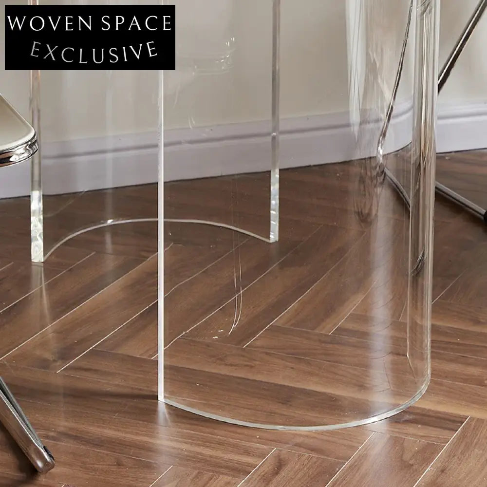 Modern Minimalist Oval White Marble Top Acrylic Base Designer Dining Table