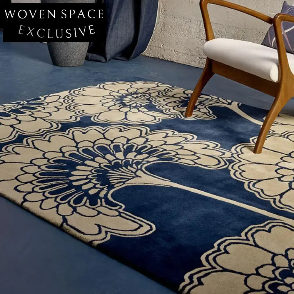 Modern Minimalist Polyester Area Rug for Bedroom Living Room, Handmade Geometric Carpet