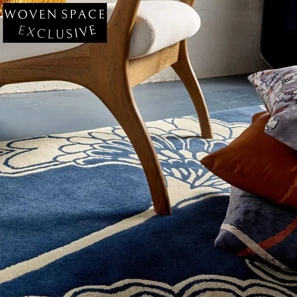 Modern Minimalist Polyester Area Rug for Bedroom Living Room, Handmade Geometric Carpet