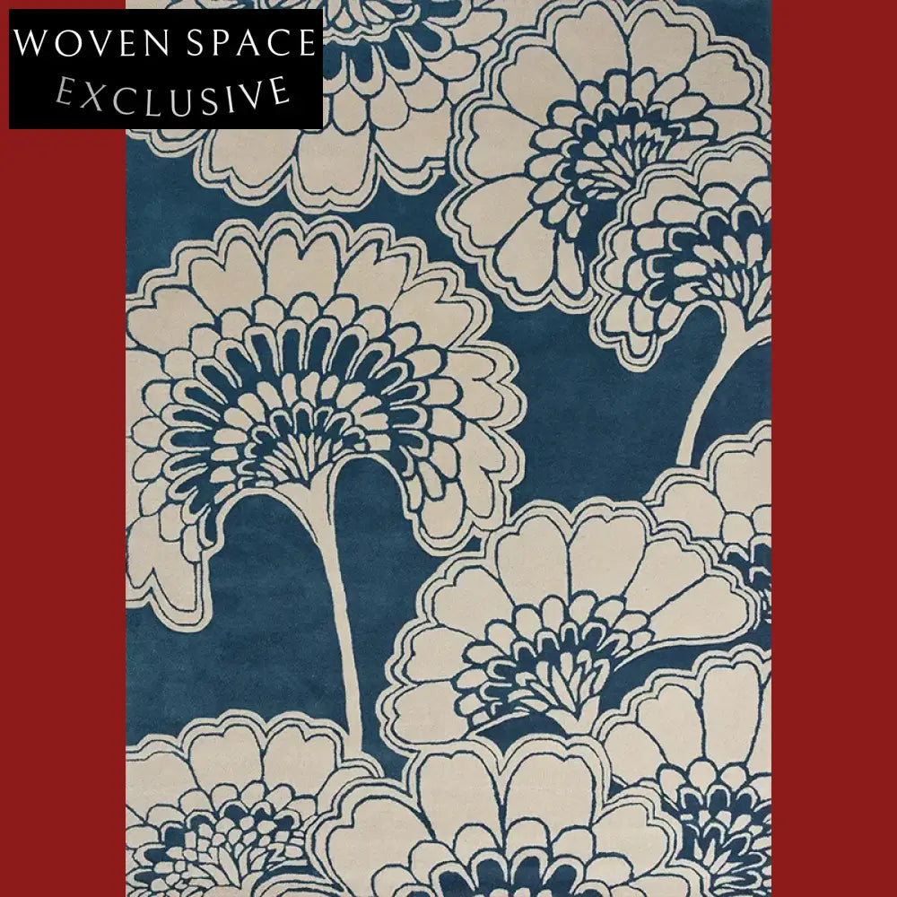 Modern Minimalist Polyester Area Rug for Bedroom Living Room, Handmade Geometric Carpet