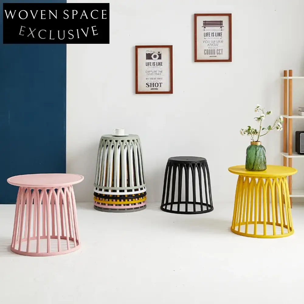 Modern Minimalist PP Plastic Round Coffee Table Side Stool Furniture Living Room