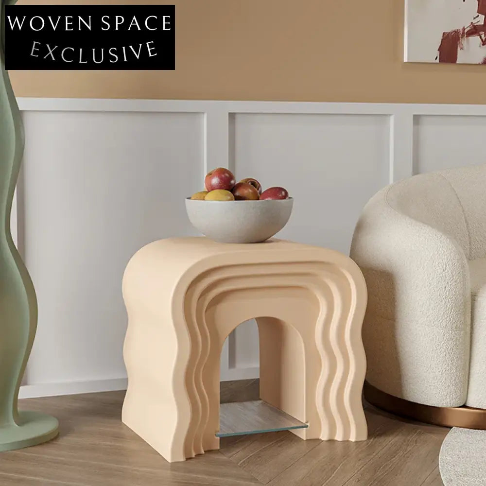 Modern Minimalist Resin Wave Design Living Room Sofa Side Coffee Table