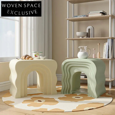 Modern Minimalist Resin Wave Design Living Room Sofa Side Coffee Table