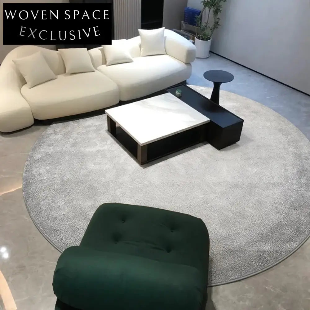 Modern Minimalist Round Black Grey Waterproof Anti-Stain Luxury Area Rug