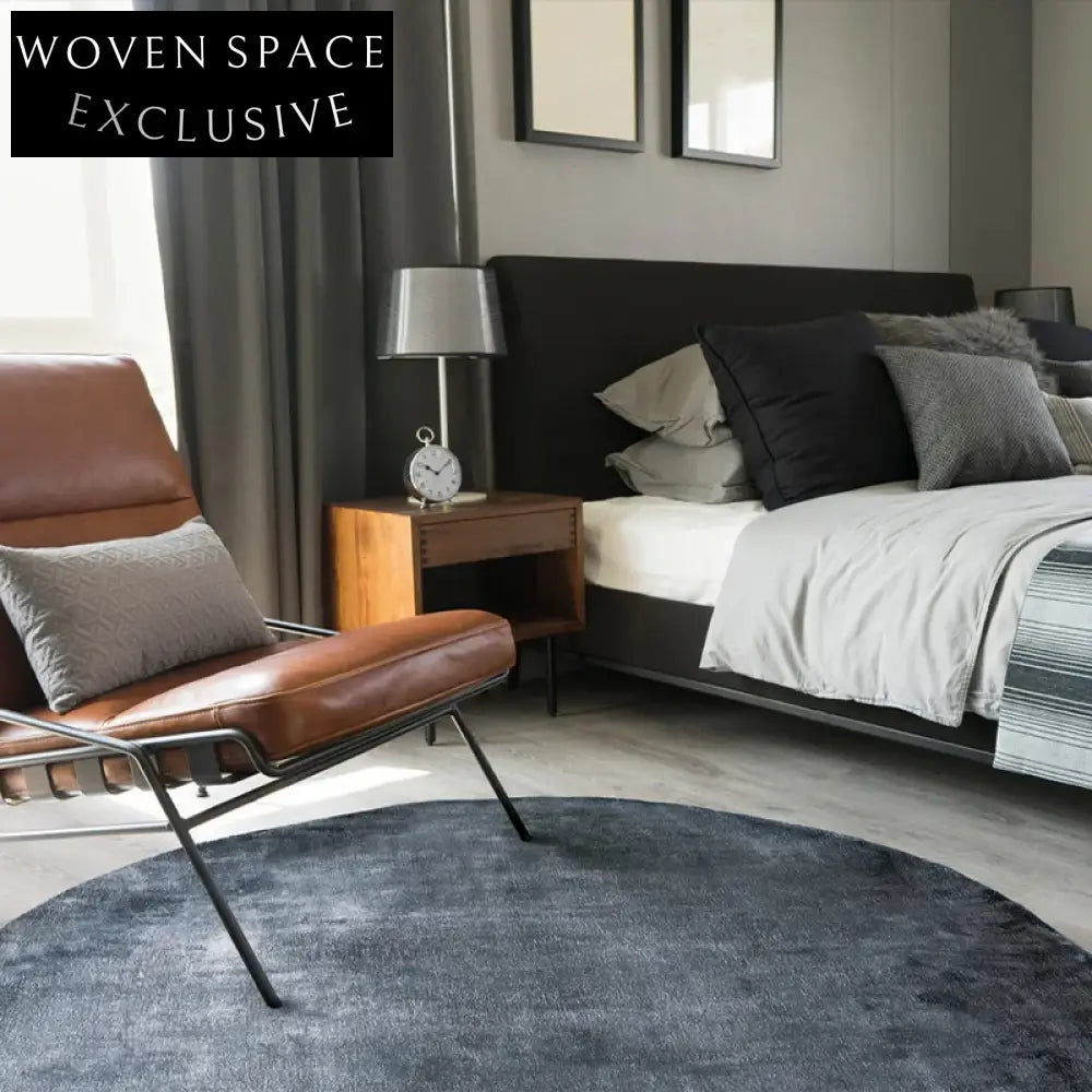 Modern Minimalist Round Black Grey Waterproof Anti-Stain Luxury Area Rug