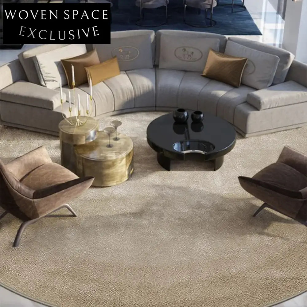 Modern Minimalist Round Black Grey Waterproof Anti-Stain Luxury Area Rug