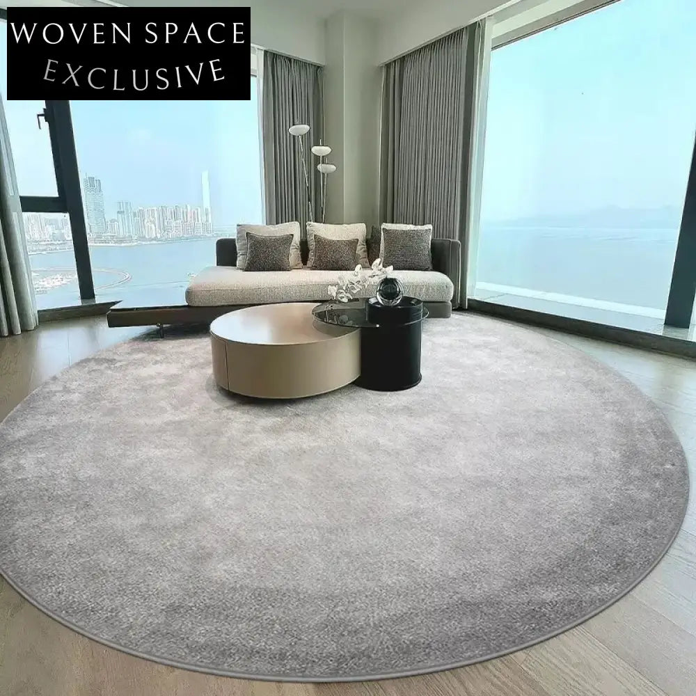 Modern Minimalist Round Black Grey Waterproof Anti-Stain Luxury Area Rug