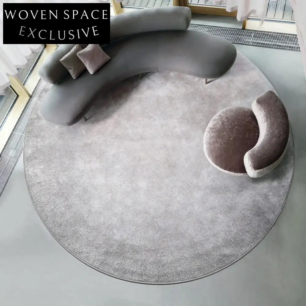 Modern Minimalist Round Black Grey Waterproof Anti-Stain Luxury Area Rug