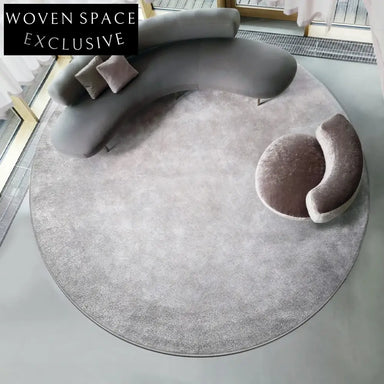 Modern Minimalist Round Black Grey Waterproof Anti-Stain Luxury Area Rug