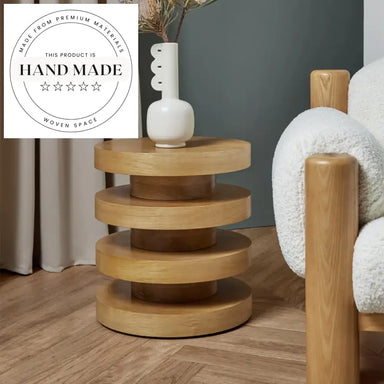 Modern Minimalist Round Solid Wood Frame Decorative Side Table