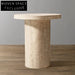 Modern Minimalist Round Travertine Coffee Tables Set for Living Room