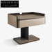 Modern Minimalist Saddle Leather Nightstand with Metal Legs and Storage Drawer