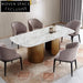 Modern Minimalist Slated Board Kitchen Dining Table with Stainless Steel Base