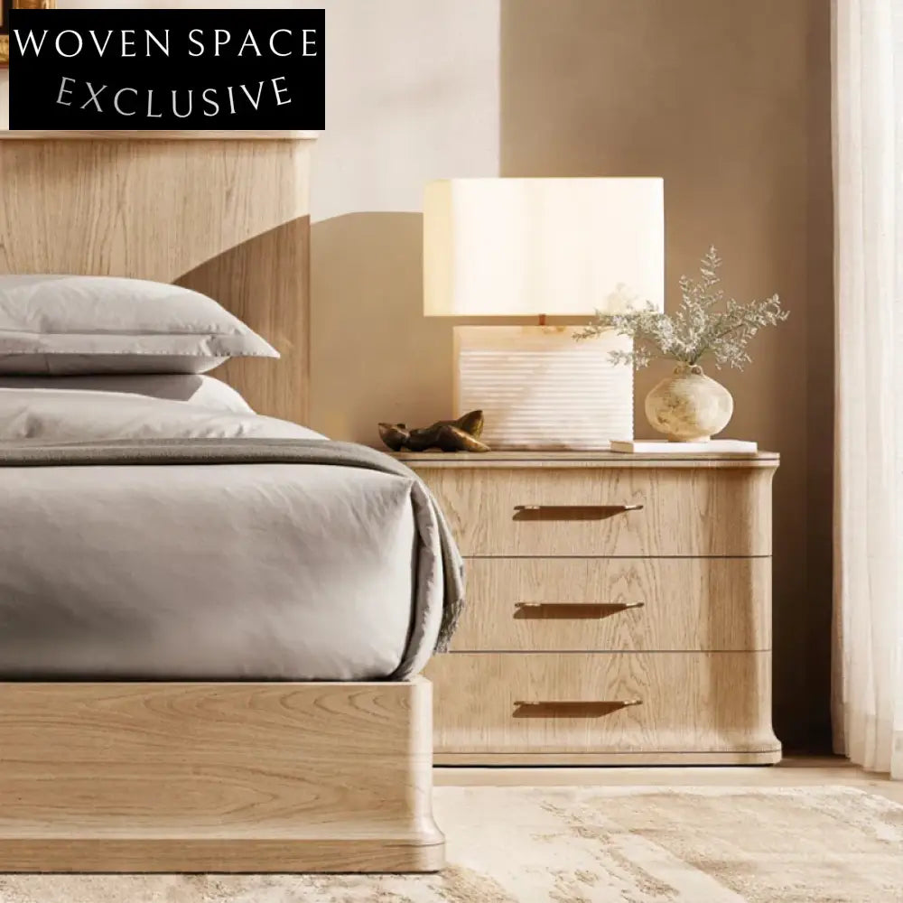 Modern Minimalist Solid Ash Wood Bedside Table Nightstand Cabinet with Storage Drawer