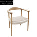 Modern Minimalist Solid Ash Wood Dining Arm Chair with Braided Rope Seat