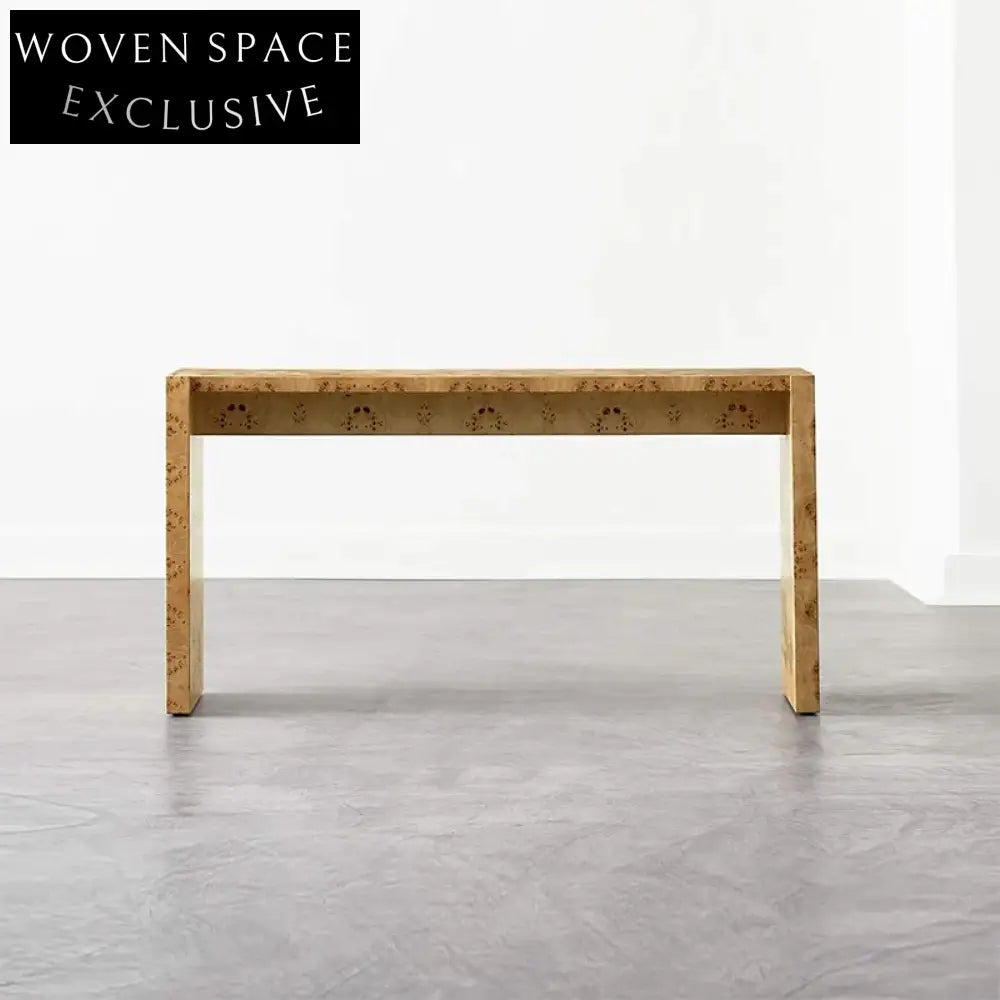 Modern Minimalist Solid Burl Wood Entryway Console Table
