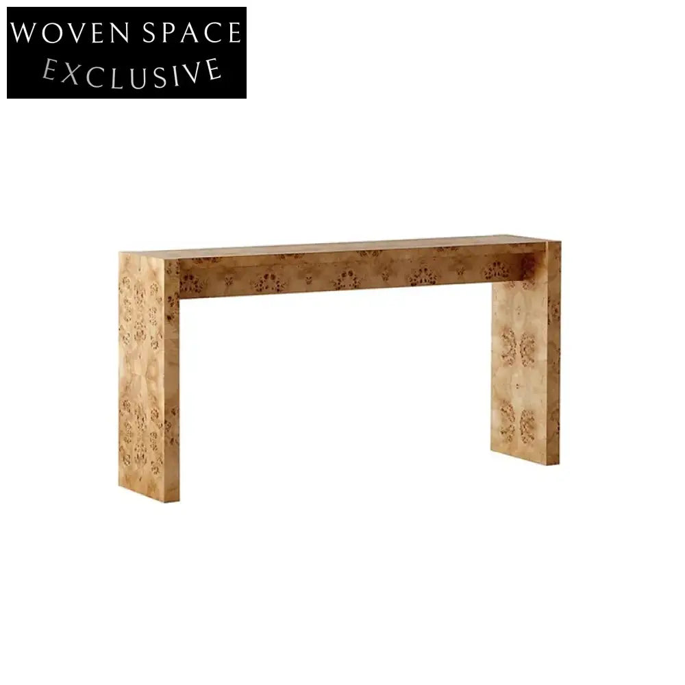 Modern Minimalist Solid Burl Wood Entryway Console Table