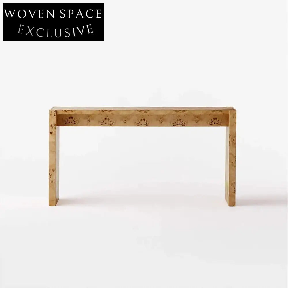 Modern Minimalist Solid Burl Wood Entryway Console Table