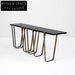 Modern Minimalist Solid Oak Gold Metal Console Table for Living Room