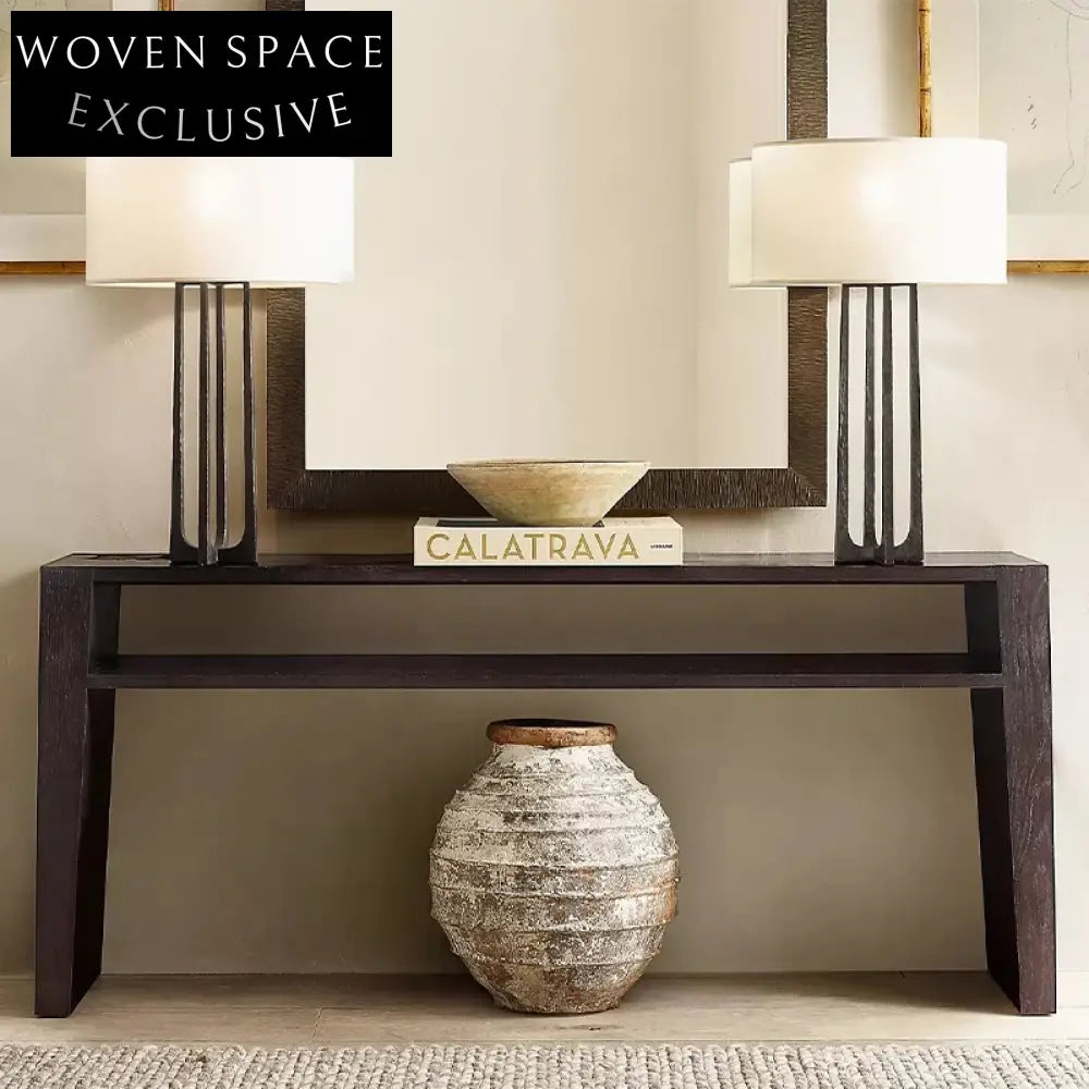 Modern Minimalist Solid Oak Wood Living Room Console Table TV Unit