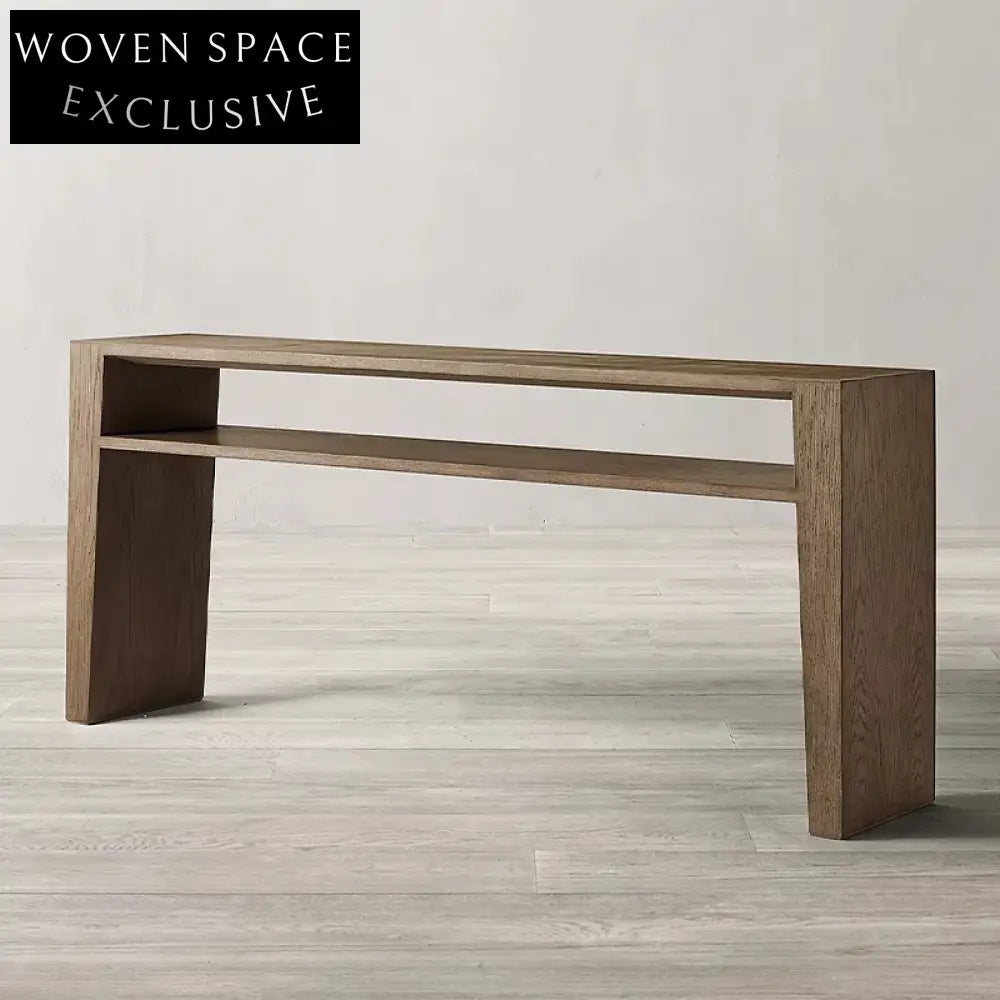 Modern Minimalist Solid Oak Wood Living Room Console Table TV Unit