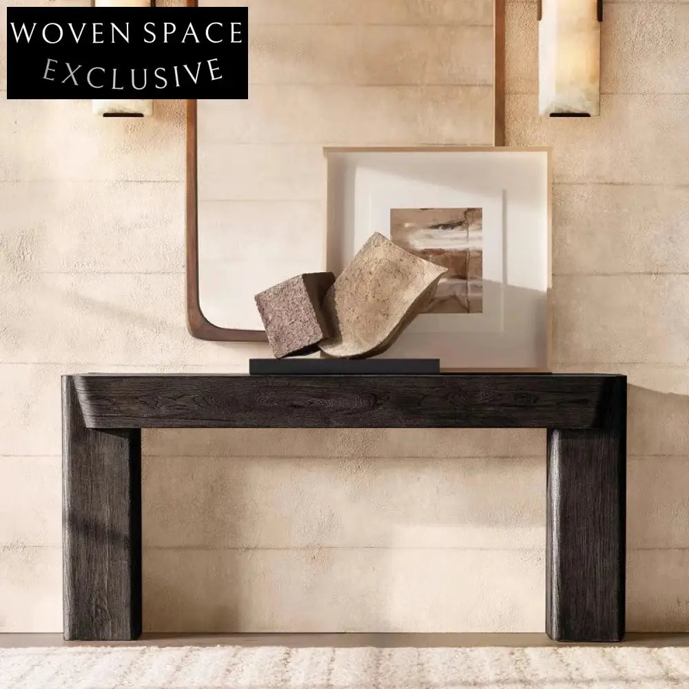 Modern Minimalist Solid Oak Wood Living Room Hallway Console Table