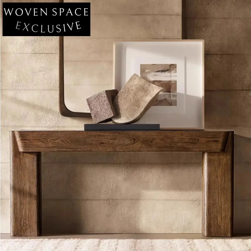 Modern Minimalist Solid Oak Wood Living Room Hallway Console Table