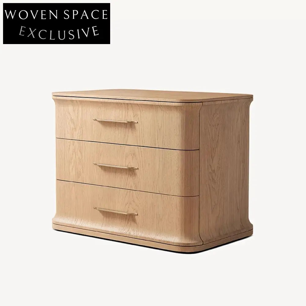 Modern Minimalist Solid Oak Wood Nightstand with Storage Drawer for Bedroom