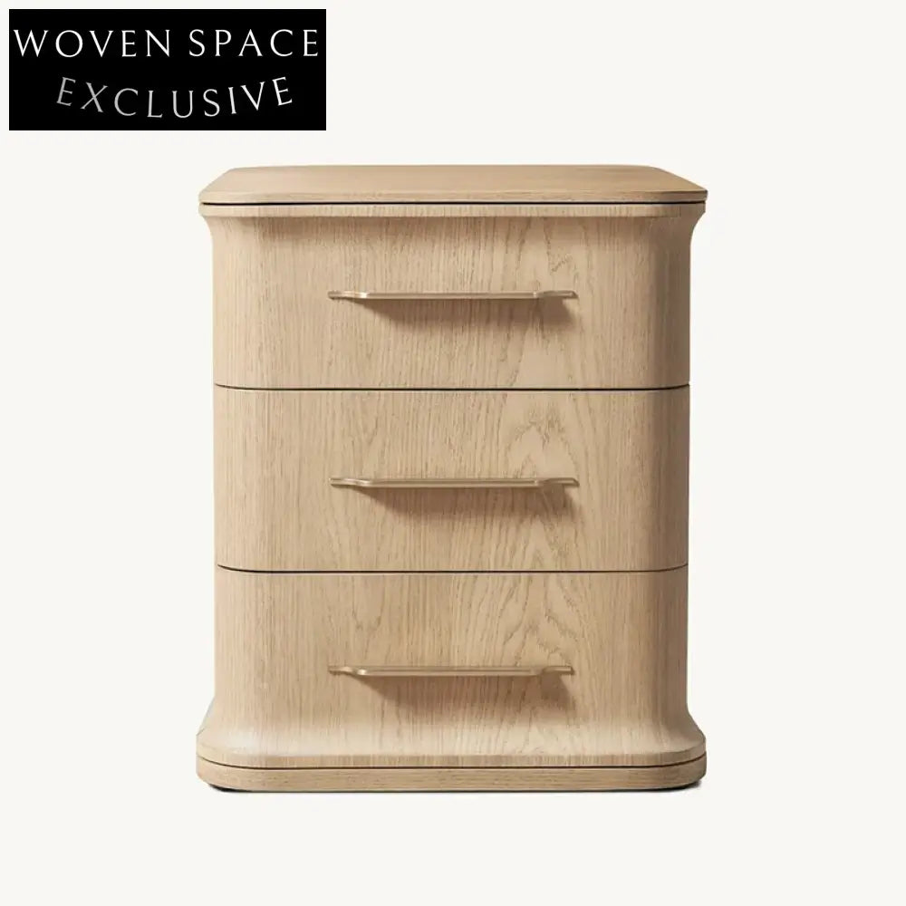 Modern Minimalist Solid Oak Wood Nightstand with Storage Drawer for Bedroom