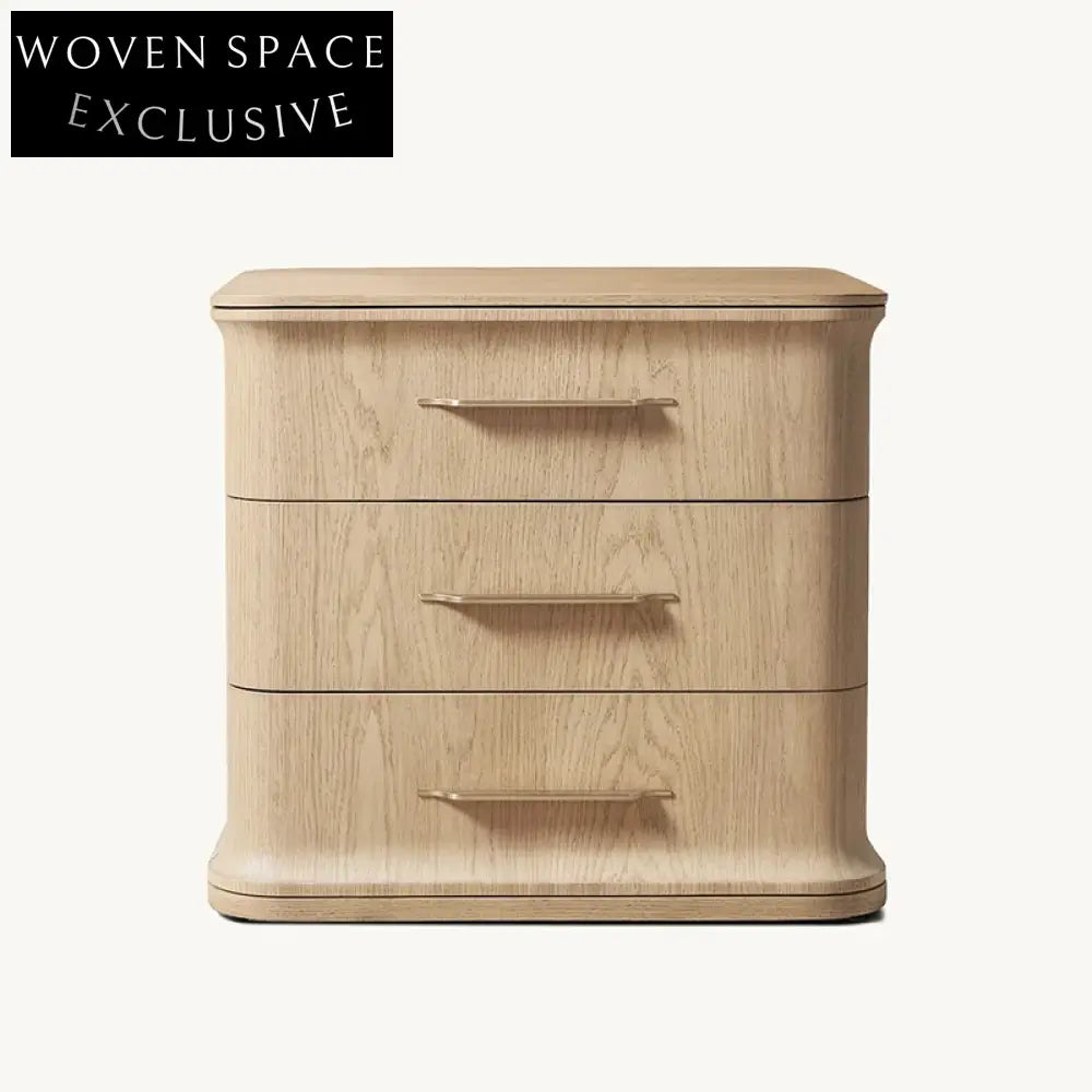 Modern Minimalist Solid Oak Wood Nightstand with Storage Drawer for Bedroom