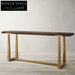 Modern Minimalist Solid Oak Wood Top Metal Legs Versatile Console Table