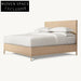 Modern Minimalist Solid Oak Wood Upholstered High Headboard King Size Bed Frame