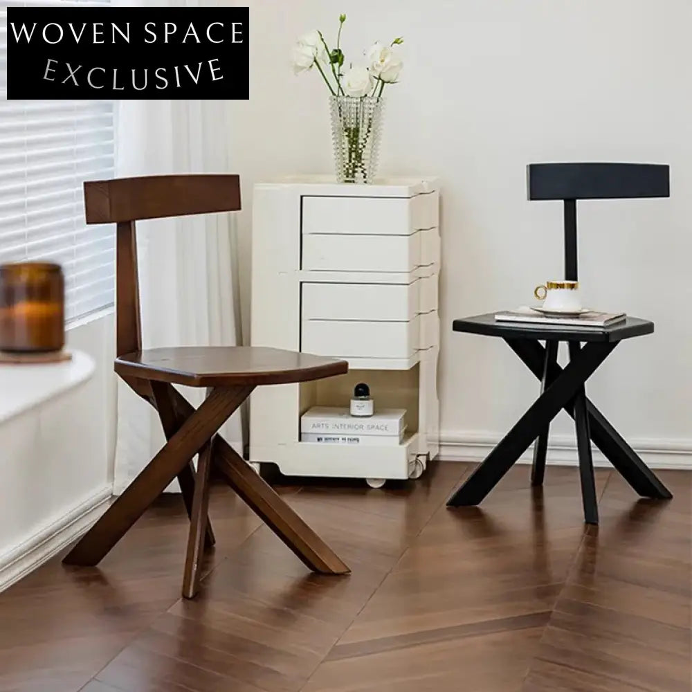 Modern Minimalist Solid Wood Armchair Retro T-Shape Dining Chair for Homes