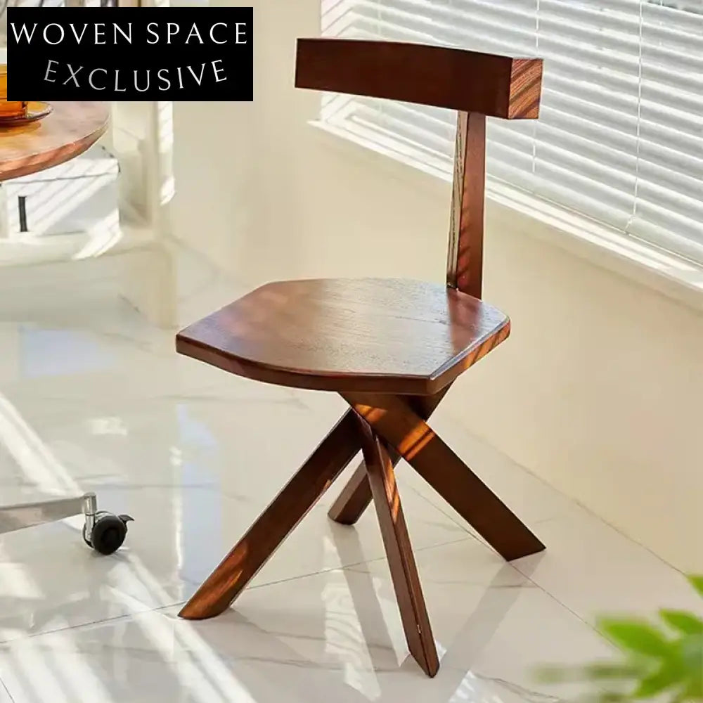 Modern Minimalist Solid Wood Armchair Retro T-Shape Dining Chair for Homes