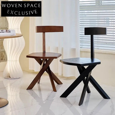 Modern Minimalist Solid Wood Armchair Retro T-Shape Dining Chair for Homes