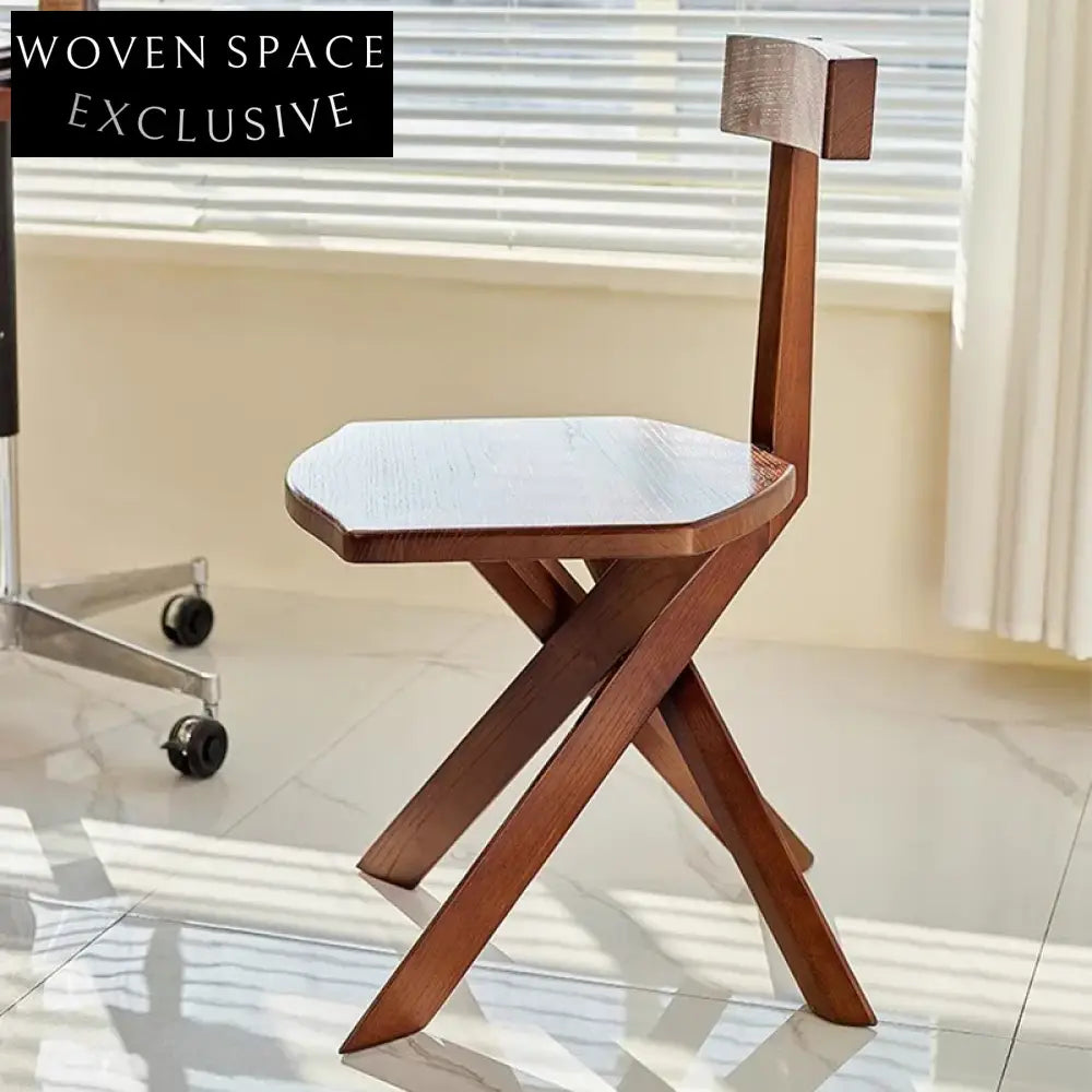 Modern Minimalist Solid Wood Armchair Retro T-Shape Dining Chair for Homes