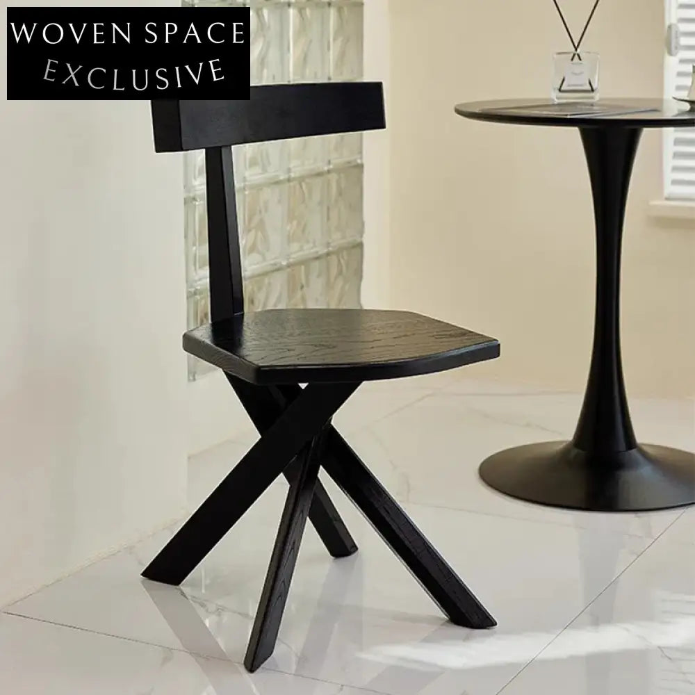 Modern Minimalist Solid Wood Armchair Retro T-Shape Dining Chair for Homes