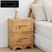Modern Minimalist Solid Wood Burl Veneer Nightstand Bedside Table with 2 Drawers