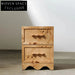 Modern Minimalist Solid Wood Burl Veneer Nightstand Bedside Table with 2 Drawers