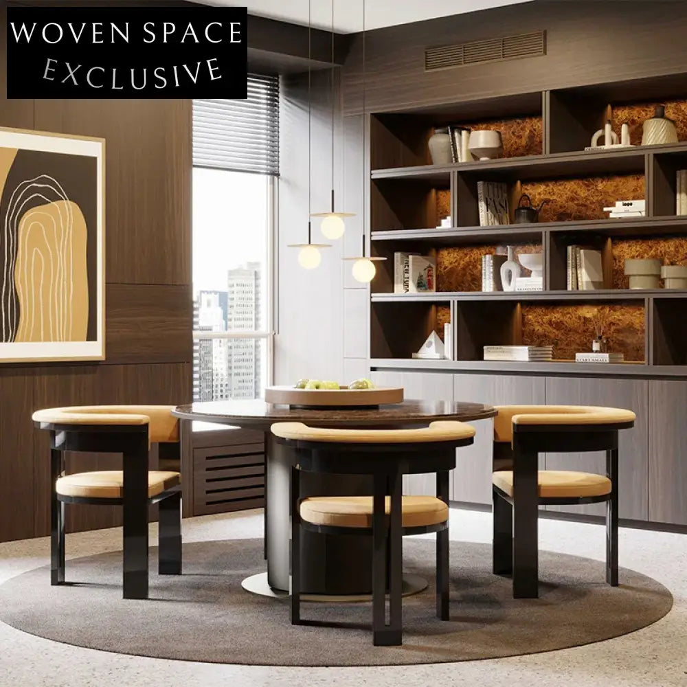 Modern Minimalist Solid Wood Curved Backrest Fabric Upholstered Dining Chair