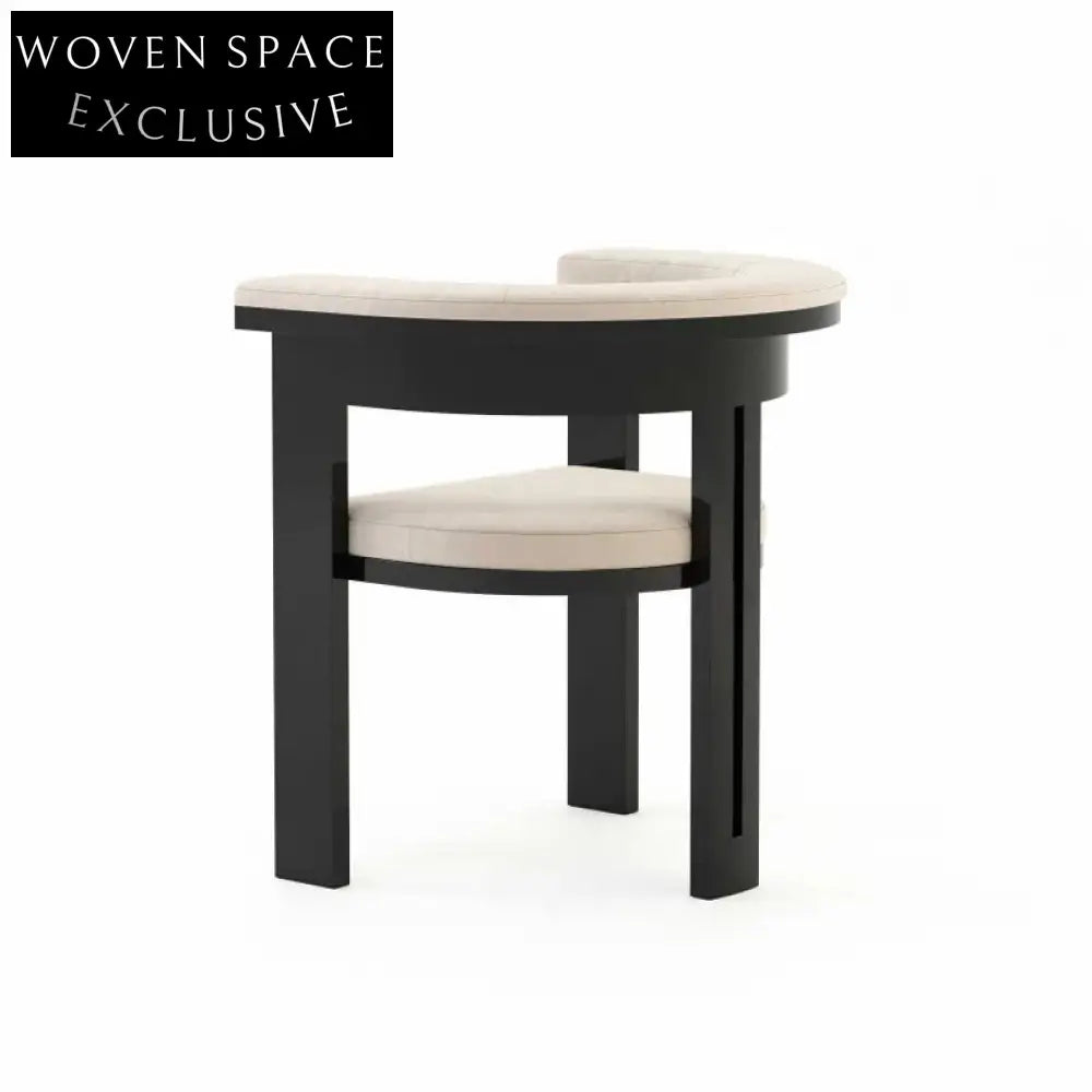 Modern Minimalist Solid Wood Curved Backrest Fabric Upholstered Dining Chair